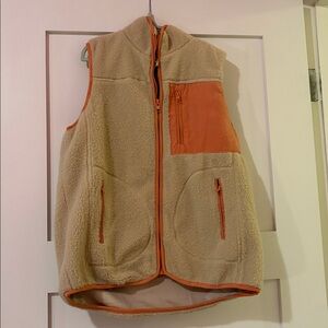 Entro Full Zip Sherpa Vest Cream & Coral Size S